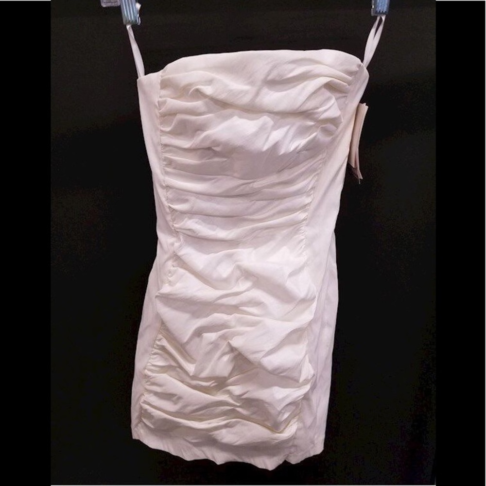 Jessica McClintock Fitted Strapless White Mini Dress